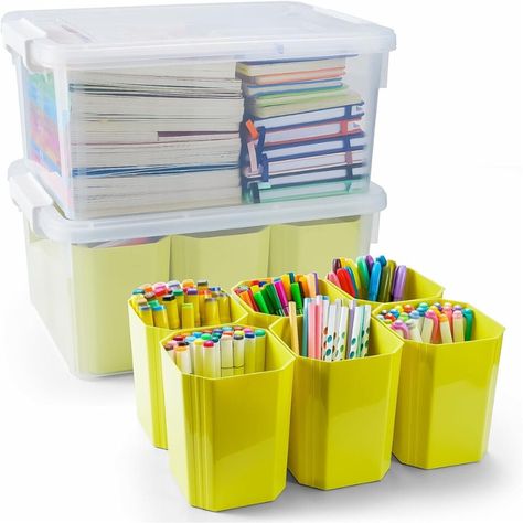 Organize your space with these stackable and waterproof storage bins! Set of 2 with removable inserts for easy customization. 📦✨ #StorageSolutions #HomeOrganization #StackableBins #ClearStorage #QRInnovations Organizing Containers, Clear Storage Containers, Countertop Display Case, Sewing Supplies Storage, Clear Storage, Tote Organization, Plastic Storage Bins, Container Organization, Sewing Organization