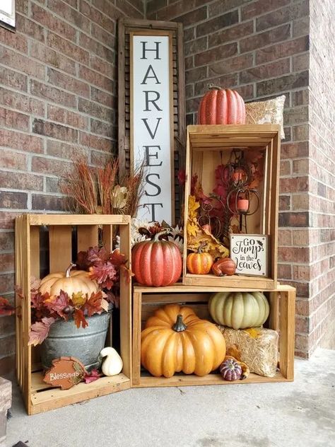 Fall Front Porch Ideas, Decoration Vitrine, Fall Decor Inspiration, Fall Front Porch Decor, Fall Thanksgiving Decor, Fall Deco, Autumn Decorating, Porch Christmas, Fall Front Porch