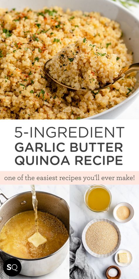 Garlic Butter Quinoa, Quinoa Recipes Side Dish, Simple Quinoa, Quinoa Side Dish, Quinoa Recipes Easy, Cook Quinoa, Quinoa Recipes Healthy, Easiest Recipes, Quinoa Recipe