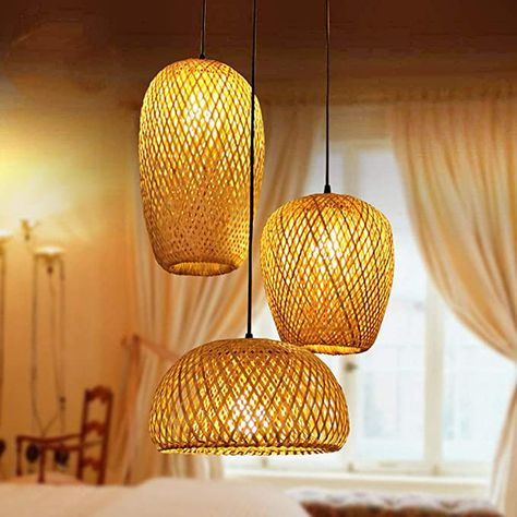 Bamboo Lantern Pendant Lamp, Retro Japanese Style E27 Chandelier Hanging Light Ceiling Lighting Fixture for Living Room Bedroom Restaurant Cafe Teahouse Bar Dining Room Club - - Amazon.com Retro Ceiling Lights, Bamboo Chandelier, Bamboo Lantern, Rattan Chandelier, Bamboo Light, Bamboo Lamp, Lantern Chandelier, Bamboo Pendant Light, Rattan Pendant Light