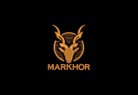 a logo of Markhor with writing MARKHOR Markhor Logo Design, Markhor Logo, Embroidery Stickers, Logo Gallery, Knitting Charts, Embroidery Fashion, Animal Logo, Embroidery Projects, Embroidery Logo