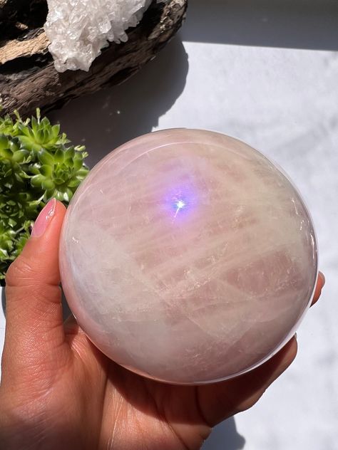 Angel Aura Rose Quartz, Aura Rose Quartz, Gazing Ball, Angel Aura, Quartz Sphere, Crystal Items, Natural Crystals, Crystals And Gemstones, Bead Charms