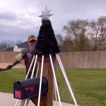 Jordan Netzel on Instagram: "Answering Questions about the mailbox Christmas Tree #christmasdecorideas" Pole Christmas Tree Outdoor, Mailbox Christmas Tree, Diy Christmas Decorations For Outdoors, Mail Box Christmas Decor, Decorating Mailbox For Christmas, Diy Pvc Christmas Tree, Christmas Light Pole Decorations, Christmas Tree Mailbox Ideas, Dollar Tree Christmas Mailbox Diy