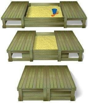 Sandbox w/ slide on cover. Something his dad can build him when we have a yard! Backyard Fun, Sandbox, Pallet Projects, Outdoor Kids, Outdoor Projects, Design Case, Home Projects, Outdoor Spaces, Wood Projects