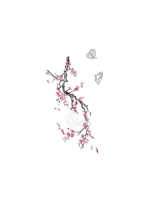 Cross With Cherry Blossom Tattoo, Pink Blossom Tattoo, Cherry Blossom Tattoo Leg, Cherry Blossom Tattoo Stencil, Sakura Tattoo Design, Sakura Tree Tattoo, Cherry Blossom Tattoo Men, Cherry Blossom Tattoo Ideas, Cherry Blossom Tattoo Shoulder