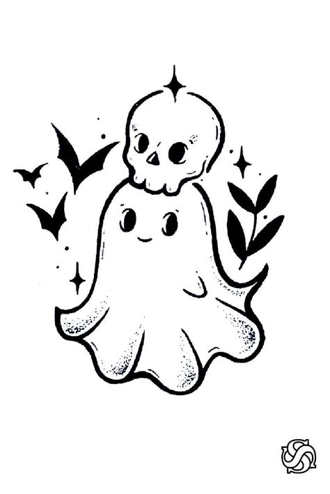 Designs For Tattoos, Tattoo Halloween, Sticker Board, Grim Reaper Tattoo, Beginner Tattoos, Ghost Drawing, Ghost City, Skeleton Couple, Ghost Tattoo