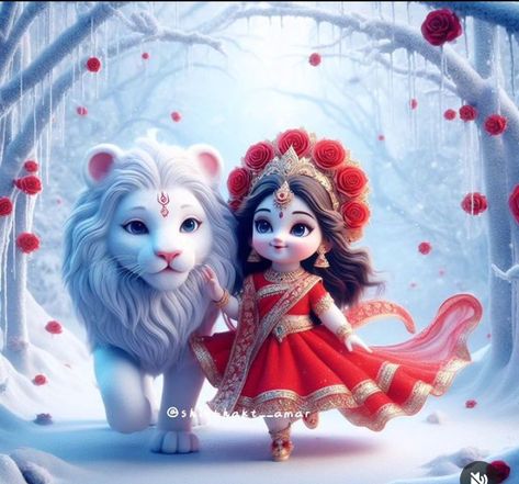 Cute Durga Maa Hd Wallpaper, Radha Krishna Animation, Krishna Animation, Animation Characters Tattoo, Durga Painting, Cute Bunny Pictures, Happy Navratri Images, Cute Mobile Wallpapers, Video Creator