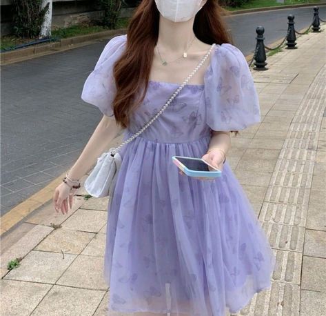 Loose Maxi Dress Summer, Purple Babydoll Dress, Flowy Sundress, Puffy Dresses, Myanmar Dress, Princess Ball Gowns, Square Neck Dress, Damaged Goods, Formal Dresses For Weddings