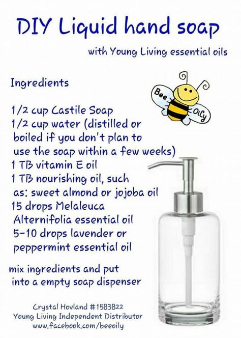 Young Living Essential Oils: Liquid Hand Soap #gumcare #gum #care #young #living Hand Soap Recipe, Sabun Mandi Cair, Diy Hand Soap, Essential Oils Young Living, Soap Recipe, Gum Care, Young Living Oils, Liquid Hand Soap, Homemade Bath Products