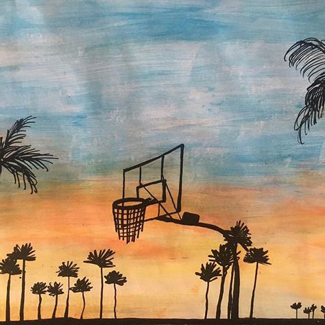 One of my original paintings. You can see more on my instagram: @irbiiz This one was made with acrylic paint and paint pens and it took me around two hours to finish. It was a present for my brother, because he loves basketball. Painting Ideas On Canvas Basketball, Basketball Acrylic Painting, Basketball Art Paintings, Basketball Painting Ideas On Canvas, Basketball Painting Ideas, Sports Theme Art, Basketball Canvas Painting, Circut Joy, Basketball Painting