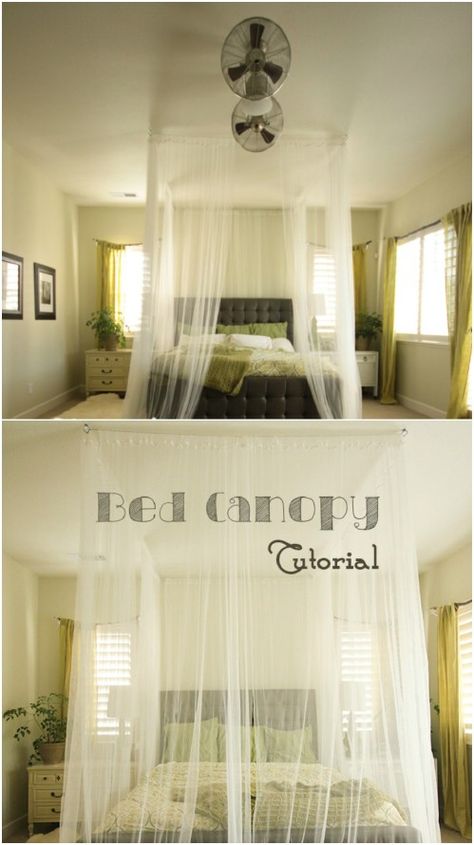 Ceiling Mounted Canopy Tent Over Bed, Diy Bed Canopy, Bed Canopy With Lights, Romantic Bedroom Lighting, Daybed Outdoor, Bedroom Lighting Diy, Canopy Over Bed, Carport Modern, Bed Canopies