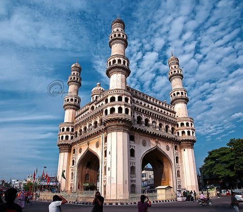 charminar hyderabad | Charminar. The photograph below shows Charminar on a nice, pleasant ... Char Minar, Historical India, Mecca Masjid, Perspective Photography, India Photography, Temple Architecture, History Of India, Waterfall Photography, India Tour