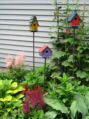 Garden Birdhouses, نباتات منزلية, Bird Houses Painted, Garden Deco, Have Inspiration, Garden Yard Ideas, Yard And Garden, Bird Garden, Rustic Gardens