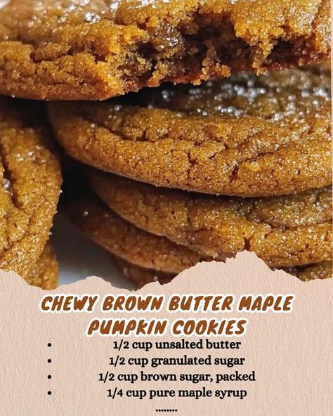 Chewy Brown Sugar Maple Cookies, Brown Butter Maple Pumpkin Cookies, Browned Butter Pumpkin Cookies, Maple Pumpkin Cookies, Brown Butter Chewy Pumpkin Snickerdoodle, Health Chicken Recipes, Pumpkin Cookies Recipe, Brown Butter & Maple Chewy Pumpkin Cookies, Best French Onion Soup