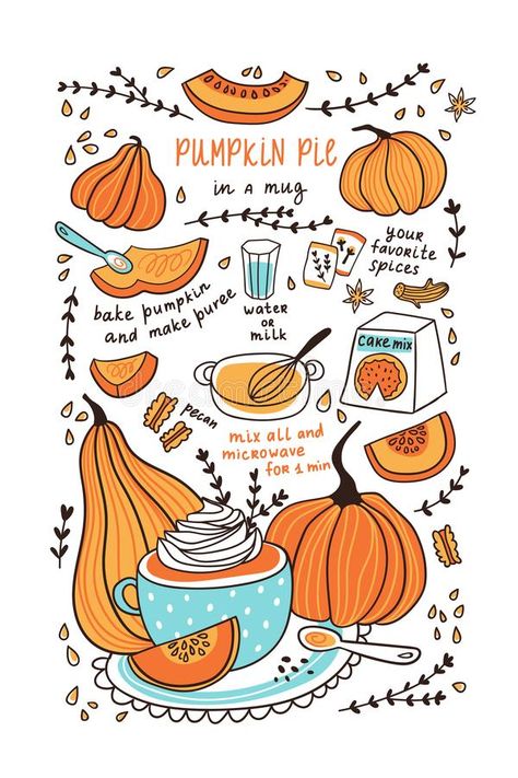 illustration. Pumpkin pie in a mug. Pumpkin recipe for thanksgiving day for tea #Sponsored , #Ad, #Affiliate, #Pumpkin, #mug, #day, #pie Thanksgiving Pumpkin Recipes, Recipe Graphic, Pie Drawing, Illustrated Recipes, Pumpkin Drawing, Recipe Drawing, Pumpkin Illustration, Hand Drawn Vector Illustrations, Pumpkin Pie Recipes