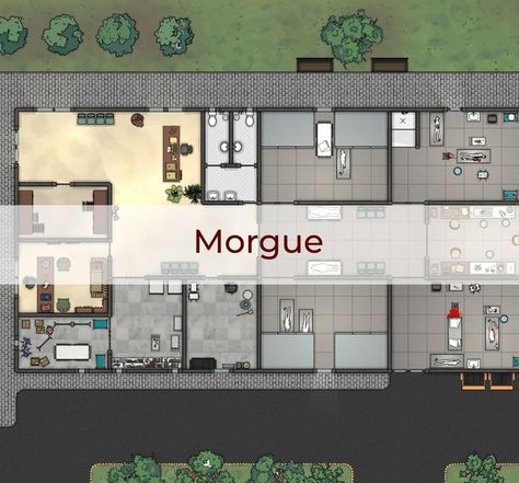 This is a morgue map. Besides the normal morgue map you will also find an expansion of the St. John's Hospital map. Hospital Rpg Map, Hospital Map Design, Prison Architect Layout, Sci Fi Prison Map, Innsmouth Map, Hospital Plans, Hospital Architecture, Logo Facebook, Architectural Floor Plans