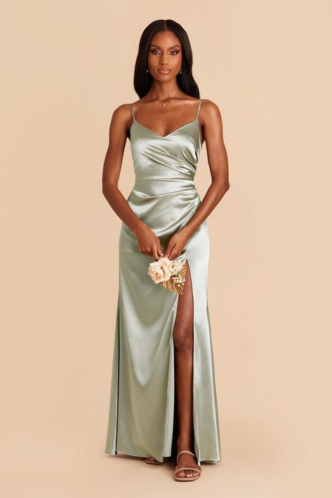 Silk Green Dress Bridesmaid, Sage Green Prom Dress Lulus, Davids Bridal Sage Green Bridesmaid Dresses, Best Bridesmaid Dresses Sage Green, Mix Match Bridesmaid Dresses Sage, Sage Brides Made Dresses, Ash Green Bridesmaid Dresses, Dusty Sage Prom Dresses, Dusty Sage Green Bridesmaid Dresses Birdy Grey