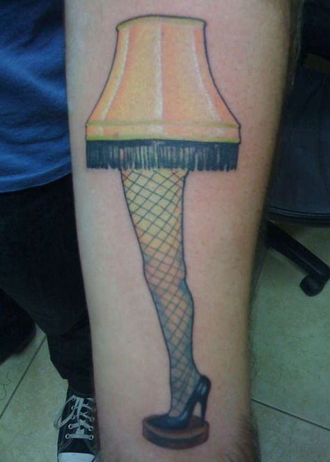 christmas story leg lamp tattoo! Christmas Story Tattoo, Leg Lamp Tattoo, Tattoo Leg Ideas, Ink Tattoo Girl, Quote Tattoos Placement, Christmas Story Leg Lamp, Lamp Tattoo, Story Tattoo, Tattoo Leg