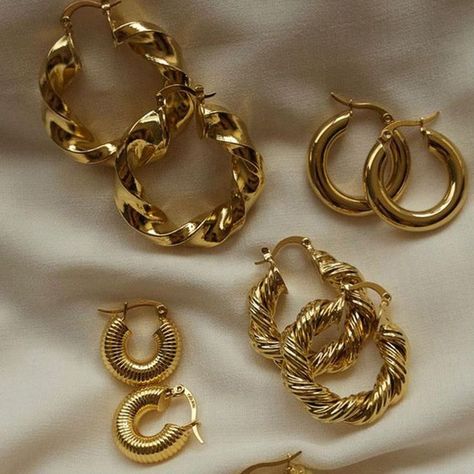 6 Pairs 14K Gold Hoop Earrings for Women Lightweight Chunky Hoop Earrings Multipack Hypoallergenic, Thick Open Twisted Huggie Hoops Earring Set Jewelry for Gifts. Chunky Hoop Earrings, Hoop Earring Sets, Classy Jewelry, Jewelry Essentials, Jewelry Lookbook, Girly Jewelry, Fine Earrings, Jewelry Inspo, Dream Jewelry