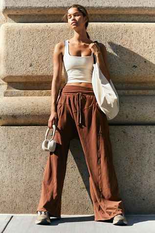 Shop our Hot Shot Sport Pants at FreePeople.com. Boho clothing for the creative spirit- free worldwide shipping. Yoga Pant Pattern, Boho Sweatpants Outfit, Loose Flowy Pants, Free People Inspired Outfits, Boho Sweatpants, Baggy Gym Outfit, Boho Activewear, Cute Yoga Outfit, Boho Yoga Outfit