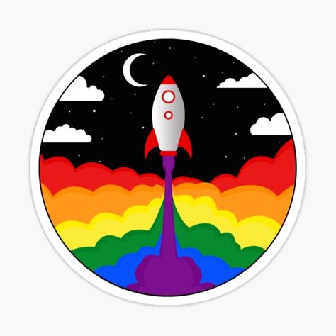 Funny Lgbt sticker with a space rocket that is flying in the sky. The rainbow flag is showing under the space rocket. Funny lgbt sticker for pride month for people who love flying objects and rainbow stickers. Rocket Sticker, Rocket Drawing, Lgbt Sticker, Computer Stickers, Birthday Party At Home, Happy Pride Month, Computer Sticker, Pride Stickers, Space Rocket