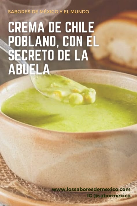 Chile Poblano Soup, Poblano Recipes, Poblano Soup, Mexican Salsa Recipes, Creamy Soup Recipes, Chile Poblano, Chile Guajillo, Cup Of Soup, Deli Food