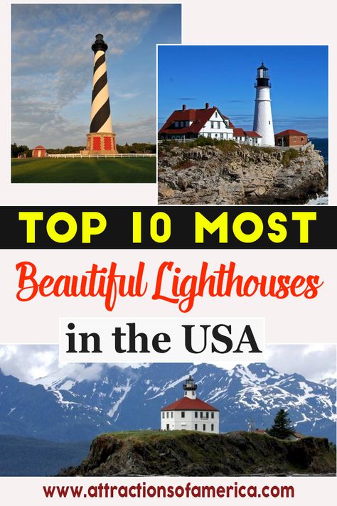 If you’re a lighthouse lover, be sure to visit the most beautiful lighthouses in the USA during some point in your future travels! Here are ten of the loveliest lighthouses for your bucket list. Modern Transportation, 50 States Travel, Traveling Ideas, Traveling Teacher, Beautiful Lighthouse, Travel Wanderlust, Beautiful Villages, Beach Getaways, Future Travel