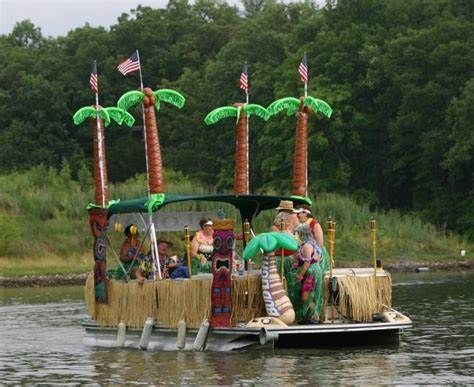 Pontoon Boat Parade idea? Yellow Submarine | Boat Parade Ideas | Boat ... Boat Parade Ideas, Pontoon Boat Decor, Party Pontoon, River Party, Tiki Boat, Golf Cart Decorations, Party Boats, Beach Floats, Party Barge