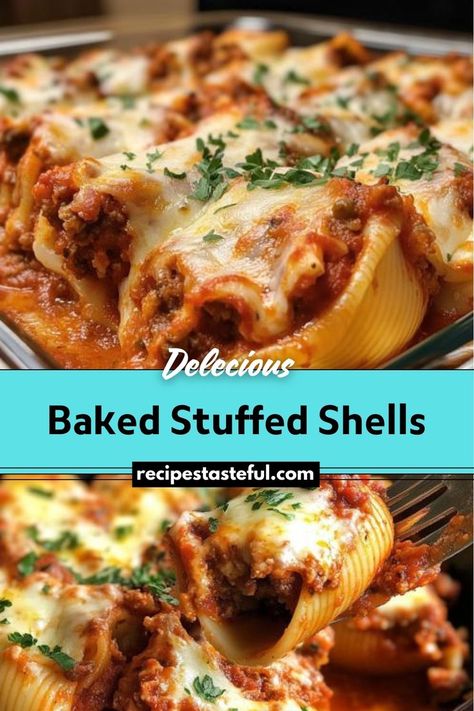 Baked Stuffed Shells are a classic Italian-American comfort food featuring jumbo pasta shells filled with a creamy ricotta cheese mixture, topped with marinara sauce and melted mozzarella. This dish is perfect for a hearty family meal or special occasion. Recipes With Jumbo Pasta Shells, Jumbo Shells Stuffed, Jumbo Shell Recipes, Baked Stuffed Shells, Italian Stuffed Shells, Easy Stuffed Shells, Shell Pasta Recipes, Stuffed Shells Ricotta, Jumbo Pasta Shells