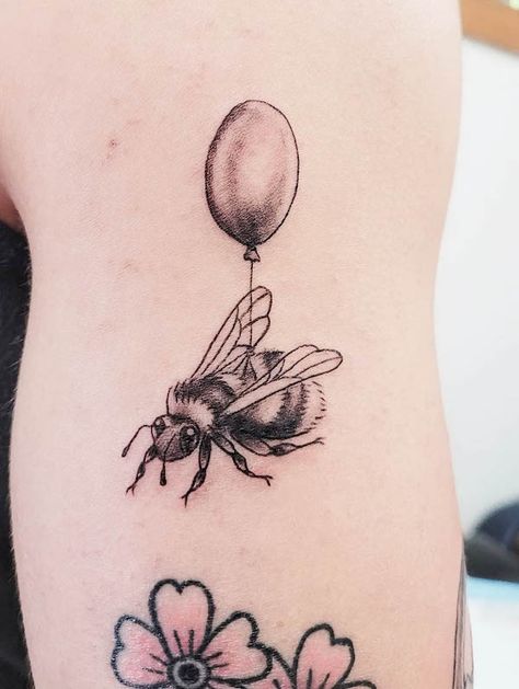 Bee Memorial Tattoo, Watercolor Bee Tattoo, Bee And Flower Tattoo, Queen Bee Tattoo, Small Bee Tattoo, Bee Tattoos, Lower Arm Tattoos, Bumble Bee Tattoo, Brain Tattoo