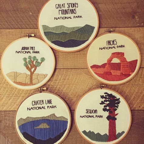 National Parks Embroidery, Joshua Tree Embroidery, Embroidery Outdoorsy, National Park Embroidery, Backpack Embroidery, Embroidery Ornaments, Western Embroidery, Embroidery Hoop Wall Art, Knitted Wit