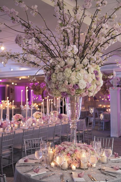 Tall, Ornate, Pink Cherry Blossom Centerpieces Cherry Blossom Wedding Centerpieces, Cherry Blossom Centerpiece, Wedding Flowers Table, Branch Centerpieces Wedding, Affordable Wedding Centerpieces, Unique Wedding Centerpieces, Tall Wedding Centerpieces, Simple Wedding Centerpieces, Candle Wedding Centerpieces