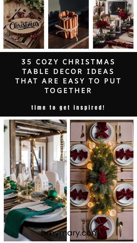 Check out these 35 Cozy Christmas Table Decor Ideas for your Christmas table setting this holiday season. When it comes to Christmas, setting a beautiful table is one of my favorite ways to bring everyone together. Holiday Table Decoration Ideas, Christmas Table Top Decor Ideas, Xmas Table Decorations Ideas, Christmas Kitchen Table Decor, Cozy Christmas Table, Christmas Tablescapes Ideas, Christmas Party Table Decor, Christmas Tree Table Decor, Table Decor For Christmas