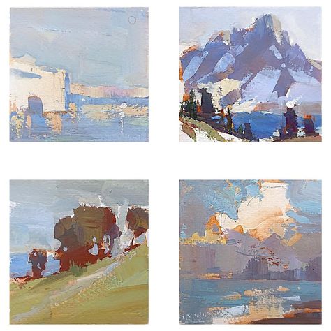 Tiffanie Mang Art, Painting Thumbnails, Thumbnail Painting, Tiffanie Mang, Gouache Studies, Nathan Fowkes, Master Studies, Painting Study, Original Landscape Painting