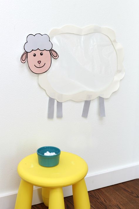 Sticky Sheep Farm Activity for Preschool and Free Printable - No Time For Flash Cards Old Mcdonald Had A Farm Sensory Activities, Sheep Sheering Preschool, White Preschool Activities, Sheep Art Project, Sheep Activities For Preschool, Sheep Activity, Farm Activities For Kids, Sheep Activities, Art Projects For Toddlers