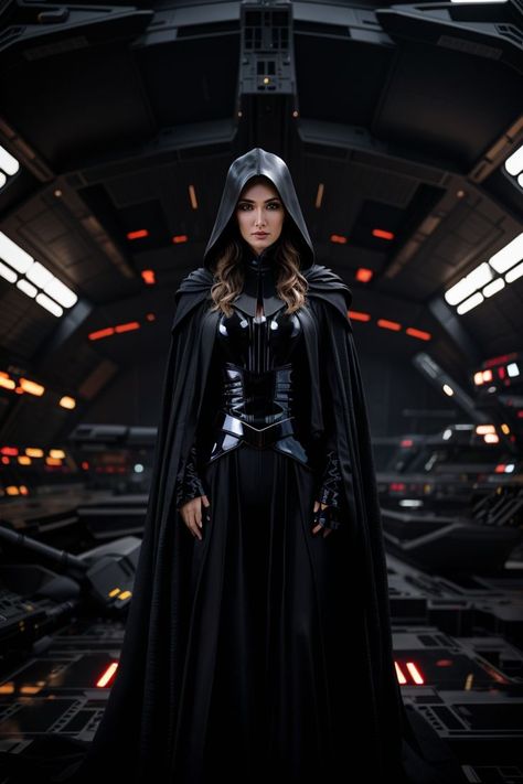 Jedi Costume Female, Female Darth Vader Costume, Female Darth Vader, Vader Redesign, Darth Vader Redesign, Darth Vader Outfit, Darth Vader Armor, Jedi Fashion, Female Sith