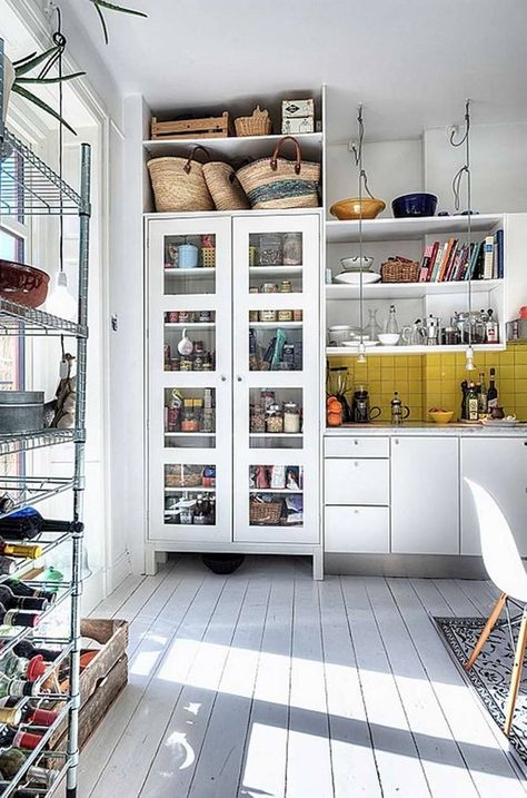 kitchen. pantry cupboards(ikea hemnes) Cabinets And Shelves, Scandinavian Kitchen, Functional Kitchen, Scandinavian Home, 인테리어 디자인, Dream Kitchen, White Kitchen, A Kitchen, Kitchen Inspirations