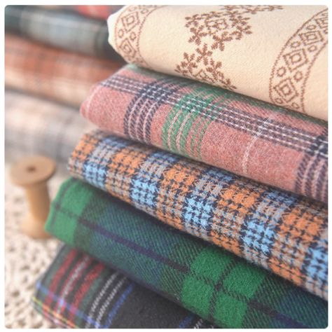 Scotland Plaid Love Heart Flower Print Brushed Cotton Flannel Fabric For Autumn Winter Shirt Garment