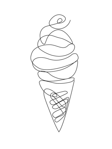 Ice cone one line art Ice Cream Line Art, Ice Cone, Melting Ice Cream, One Line Art, Line Art Design, Art Line, Name Tattoos, Simplistic Tattoos, Ice Cream Cone