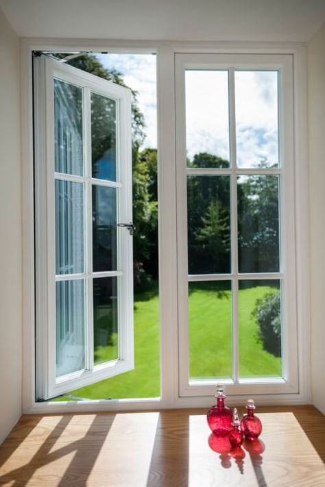 Traditional Authentic Timber Windows Modern Windows And Doors, Pintu Interior, Upvc French Doors, Window Exterior, Upvc Door, French Window, House Window Design, Sliding French Doors, Victorian Home Interior