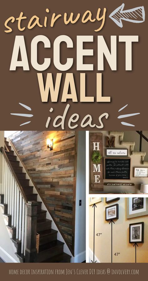 stairway accent wall ideas Stairwell Wall Ideas Modern, Stairs Wall Makeover Ideas, Basement Stair Wall Decorating Ideas, Wood Accent Wall Staircase, Diy Stair Wall Makeover, Painting Stairway Walls, Staircase Walls Makeover, Rustic Stair Wall Ideas, Basement Staircase Accent Wall