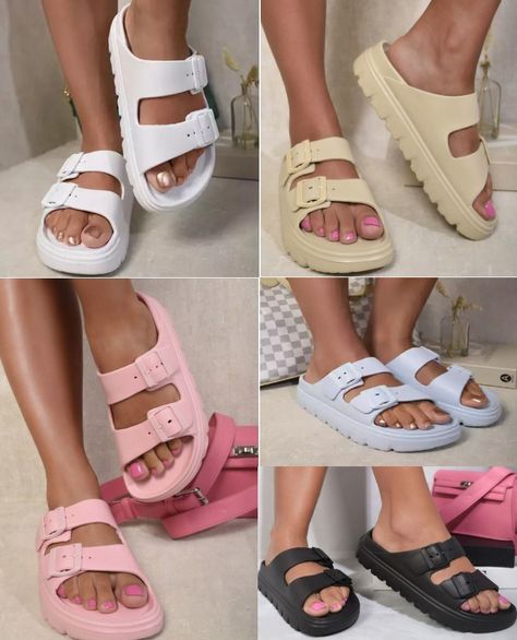 🌟 Elevate your footwear game with the Kinsley Double Strap Chunky Slide Sandals! 💖 These trendy sandals make a bold statement while offering all-day comfort. Featuring wide double straps for a secure fit and a chunky sole for extra height and support, they're perfect for long walks and busy days. 🚶‍♀️✨ Crafted from high-quality, durable materials, these sandals are built to last. Whether exploring the city or lounging by the pool, the cushioned footbed ensures every step is comfortable. 🏙️🏖️ ... Trendy Sandals, Long Walks, The Pool, Slide Sandals, Birkenstock, Fashion Forward, The City, Black Pink, Pool