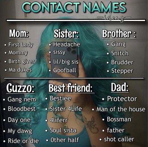 Contact Names For My Sister, Names For Netflix Accounts, Matching Username Ideas For Best Friends, Contact Names For Grandma, Phone Contact Names Ideas, Contacts Iphone Ideas, Contact Names Ideas, Cute Contact Names, Contacts Names