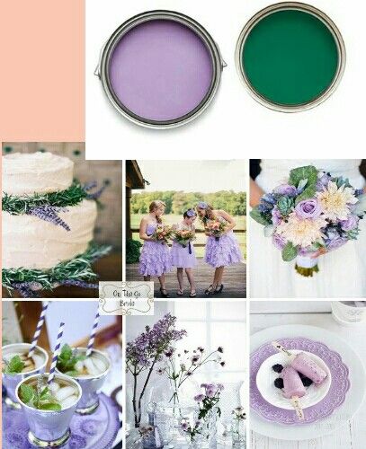 Peach, lavender, and emerald wedding Jade And Lavender Wedding, Lavender And Emerald Wedding, Lavender Emerald Wedding, Lilac And Emerald Wedding, Lavender And Emerald Green Wedding, Purple Houses, Lilac Wedding Themes, Hood Wedding, Dark Green Wedding