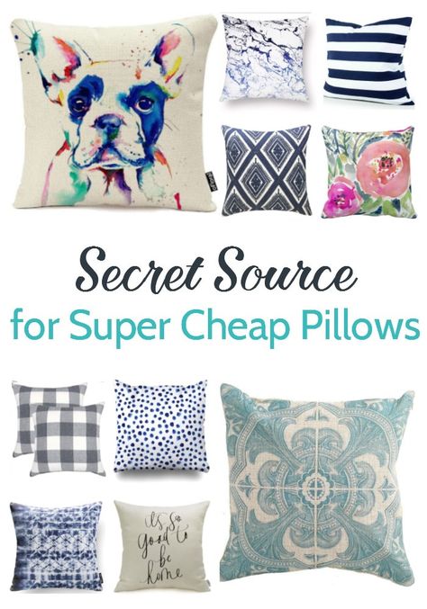 This is my favorite source for super cheap throw pillow covers in every color and style. Fun Throw Pillow Covers, Fun Throw Pillows Bedroom, Covering Pillows With Fabric Easy Diy, Farmhouse Couch Pillows Walmart, Big Lots Throw Pillow, Fun Pillows Walmart, Homemade Pillows Walmart, Cheap Throw Pillows, Cheap Pillows