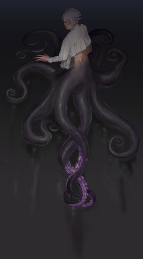 Cecaelia Art Male, Cecaelia Art, Sea Monster Oc, Merman Oc, Mermaid Octopus, Octopus Mermaid, Mermaid Drawings, Twisted Disney, Mermaids And Mermen