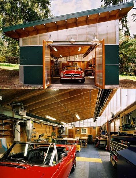 #garage #jesus Custom Garage Ideas, Simple Garage Design, Open Garage, Rustic Garage, Beautiful Garage, American Garage, Garage Inspiration, Boat Garage, Garage Storage Ideas