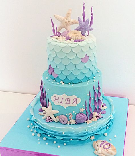 Mermaid Birthday Cake, Little Mermaid Cakes, Mermaid Theme Birthday Party, Mermaid Birthday Cakes, Ariel Birthday, Sea Cakes, Sea Birthday Party, Mermaid Baby Showers, Mermaid Parties