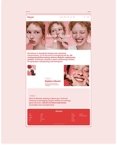 Red pink webdesign aesthetic cosmetic shop Aesthetic Portfolio Website, Skincare Email Design, Cosmetic Brochure, Pink Website Design, Website Design Aesthetic, Babe Original, Apple Website, Pink Website, Cosmetics Aesthetic