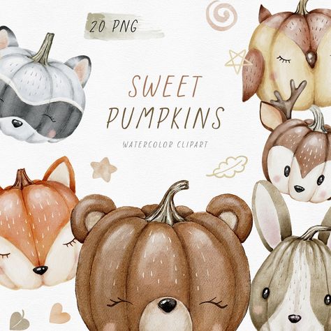 Doodle Elements, Cute Pumpkins, Small Doodle, Pet Raccoon, Pumpkin Vector, Watercolor Pumpkin, Pumpkin Clipart, Funny Pumpkins, Free Printable Art